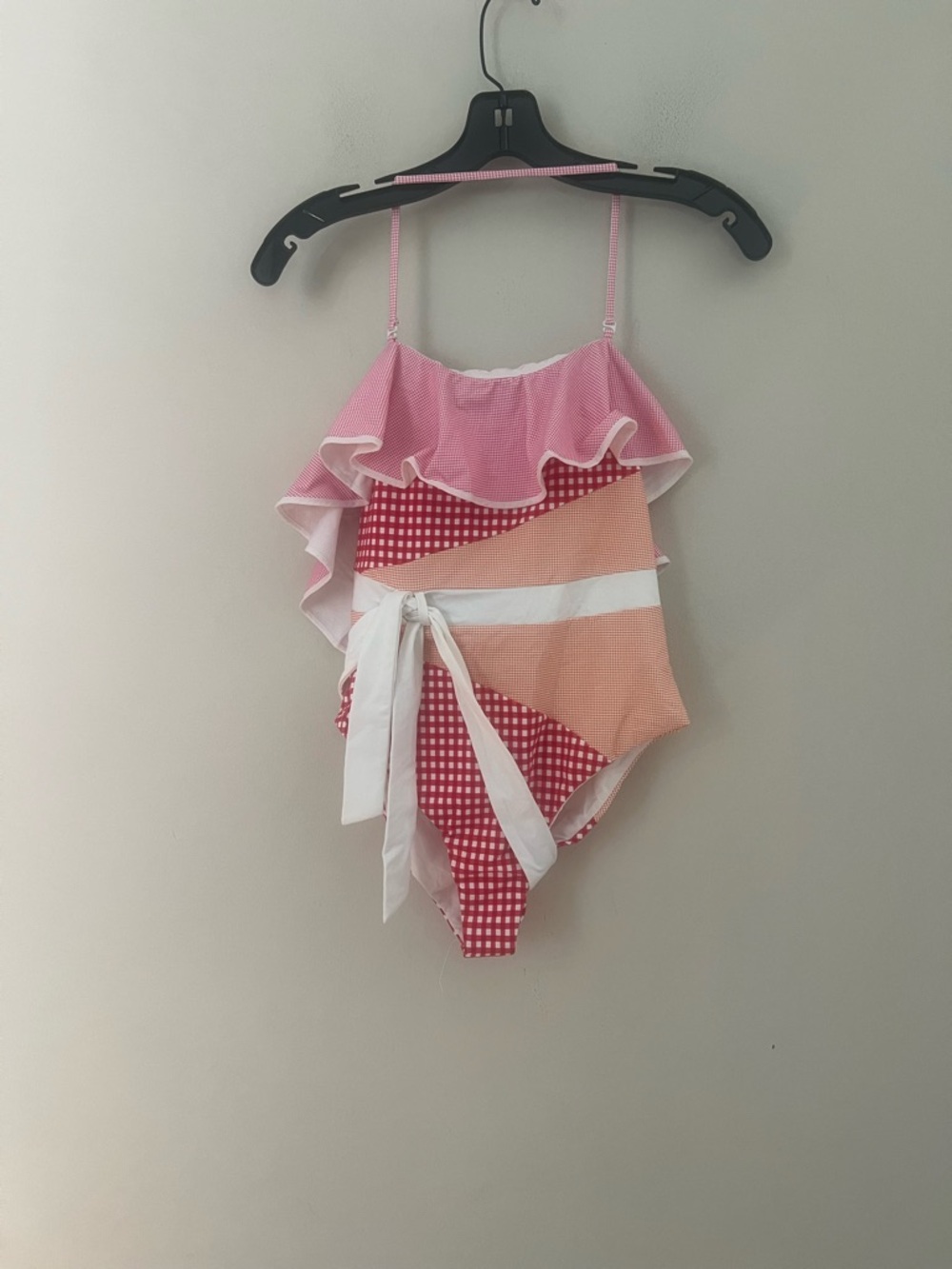 Marysia Swim Pink & White Gingham Ruffle Bandeau One-Piece - Picture 5 of 12